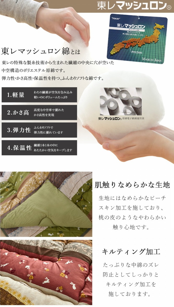 和柄のこたつ布団 掛敷セット こよみ 長方形 205×245cm 送料無料 和柄 うさぎ柄 和モダン ポリエステル 保温 あったか 洗濯機不可の画像