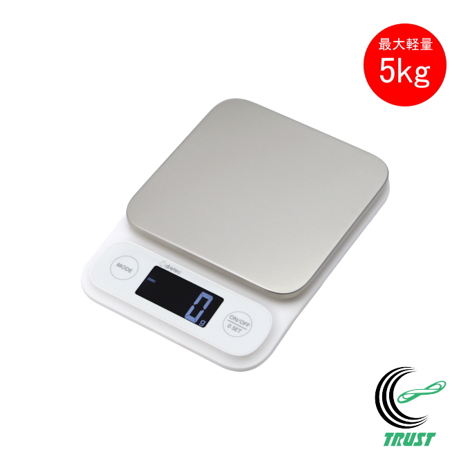 �f�W�^���X�P�[�� �e���[�W�� 5kg �z���C�g KS-516WT �������� �h���e�b�N �v�� IPX4 �ő�y��5kg �o�b�N���C�g�t�� �X�e�����X�M �I�[�g�p���[�I�t�@�\