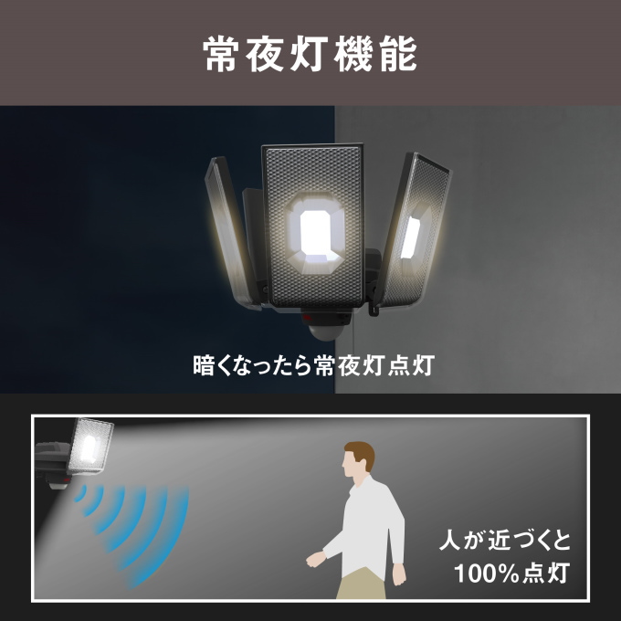 12.5W×4灯 スライド型 LEDセンサーライト LED-AC4000 送料無料 コンセント式 自動点灯・消灯 ひもスイッチ 常時点灯 調光 ムサシ｜joy-island｜05