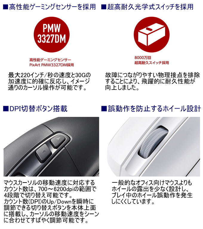 5ボタン搭載ゲーミングマウス M-G01UR ゲーム ゲーミング eスポーツ