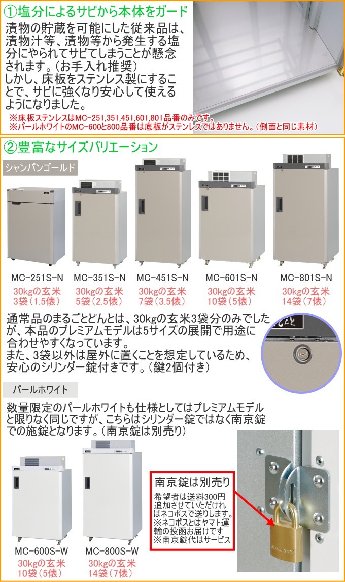 保冷庫 3袋(玄米30kg)タイプ 低温貯蔵庫 まるごとどんと MC-252S-W