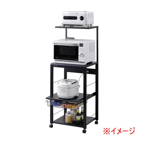 フローリエ 組立式オープンラック 3段 上棚板・キャスター付き ORH-201 送料無料 組立 キッチン収納 キッチンラック レンジ台 レンジラックの画像