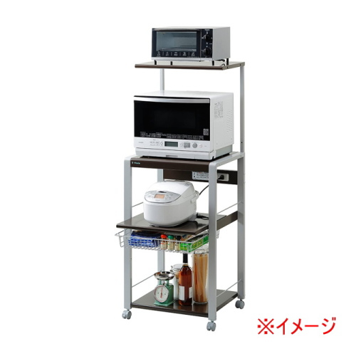フローリエ 組立式オープンラック 3段 上棚板・キャスター付き ORH-201 送料無料 組立 キッチン収納 キッチンラック レンジ台 レンジラックの画像