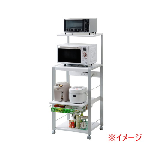 フローリエ 組立式オープンラック 3段 上棚板・キャスター付き ORH-201 送料無料 組立 キッチン収納 キッチンラック レンジ台 レンジラックの画像