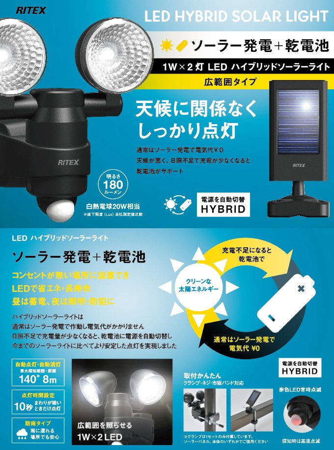 ライテックス 1W×2 LEDハイブリッド S-HB20(4747241) JAN：4954849503207-