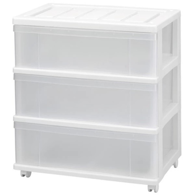 SANKA（サンカ） クローゼットワイドチェスト 3段 ホワイト 2個セット