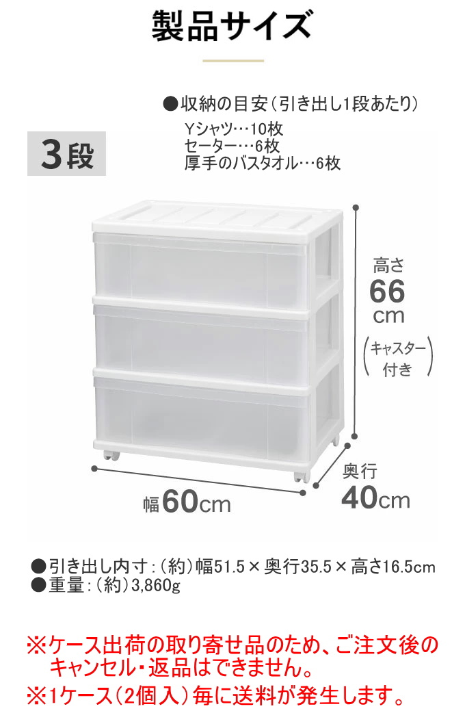SANKA（家具、インテリア） クローゼットワイドチェスト 3段