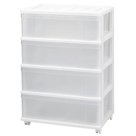 SANKA（サンカ） クローゼットワイドチェスト 4段 ホワイト 2個セット