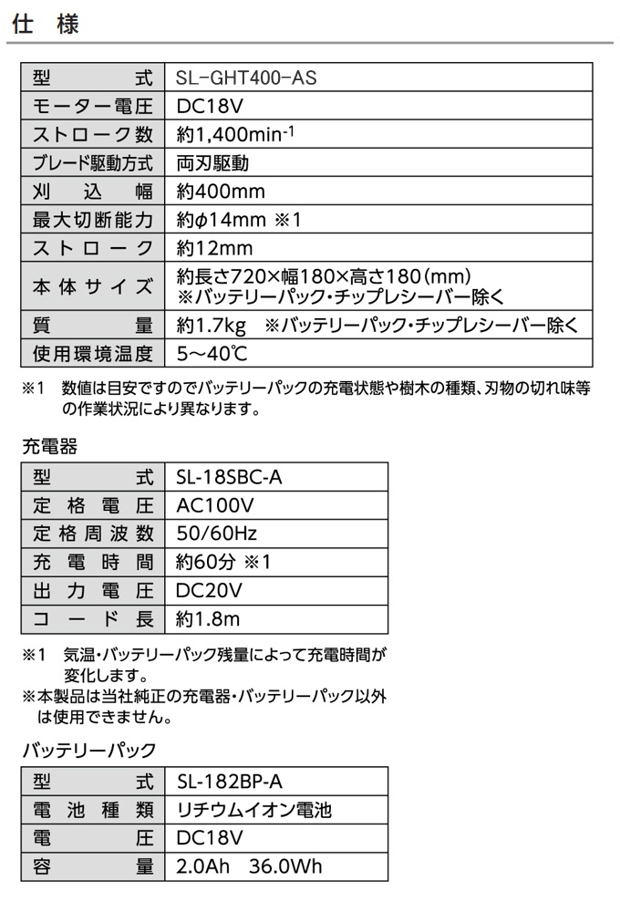 高儀（TAKAGI） EARTH MAN SHARE LINK 18V充電式ヘッジトリマー SL