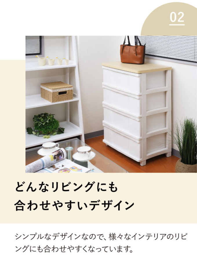 SANKA（サンカ） リビングワイドチェスト 4段 ホワイト 2個セット SLW
