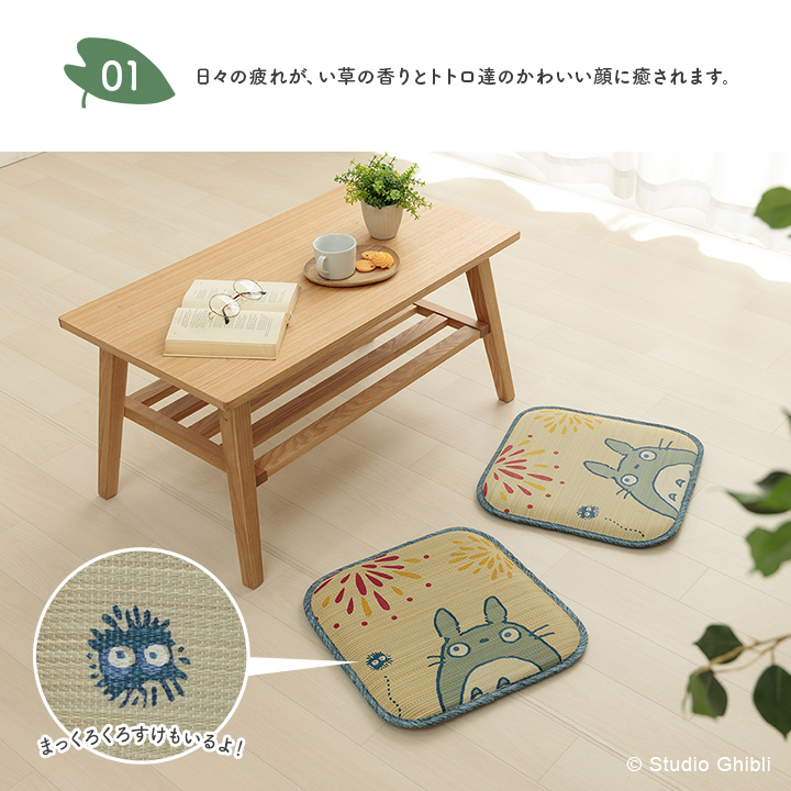 スタジオジブリ　イケヒコ・コーポレーション　日本製　イ草　クッション　2枚セット イケヒコ い草のシートクッション となりのトトロ 40×40cm 送料無料