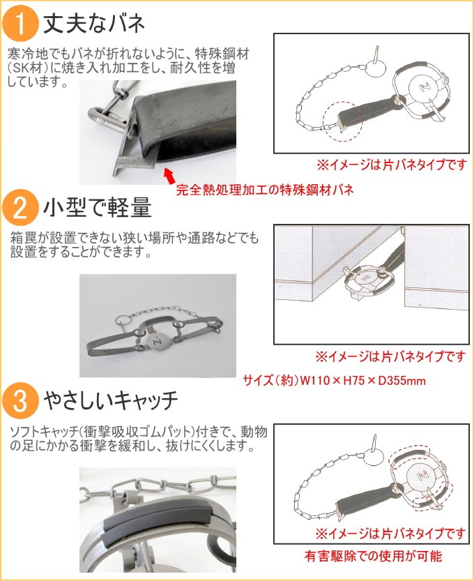Cタイプ No401 中型動物捕獲用トラップ2号 両バネ AG-1 タヌキ ハクビシン アライグマ キツネ 仕掛  :4953796783434-takano:JOYアイランド 通販 