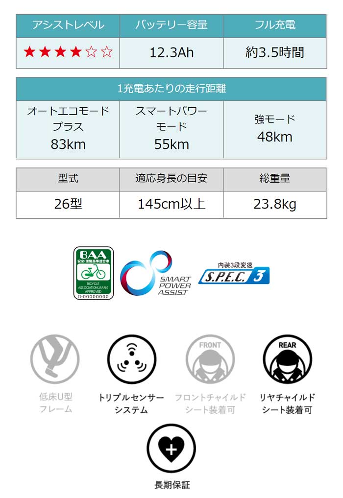 ヤマハ パスミナ PAS mina 26インチ PA26M 2023年モデル 電動アシスト自転車 自転車