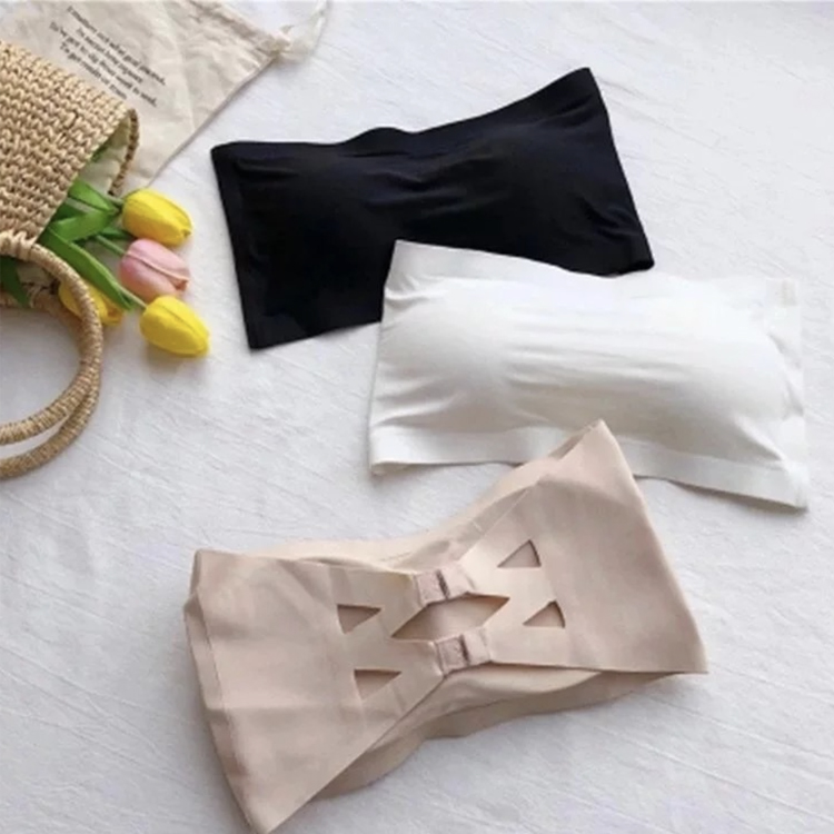 チューブトップ ブラ レディース ストラップレスブラ ひんやり 冷感 谷間が見えない シームレス 肩紐なし 脇高 ノンワイヤー ブラジャー ジョイフィール joyfeel