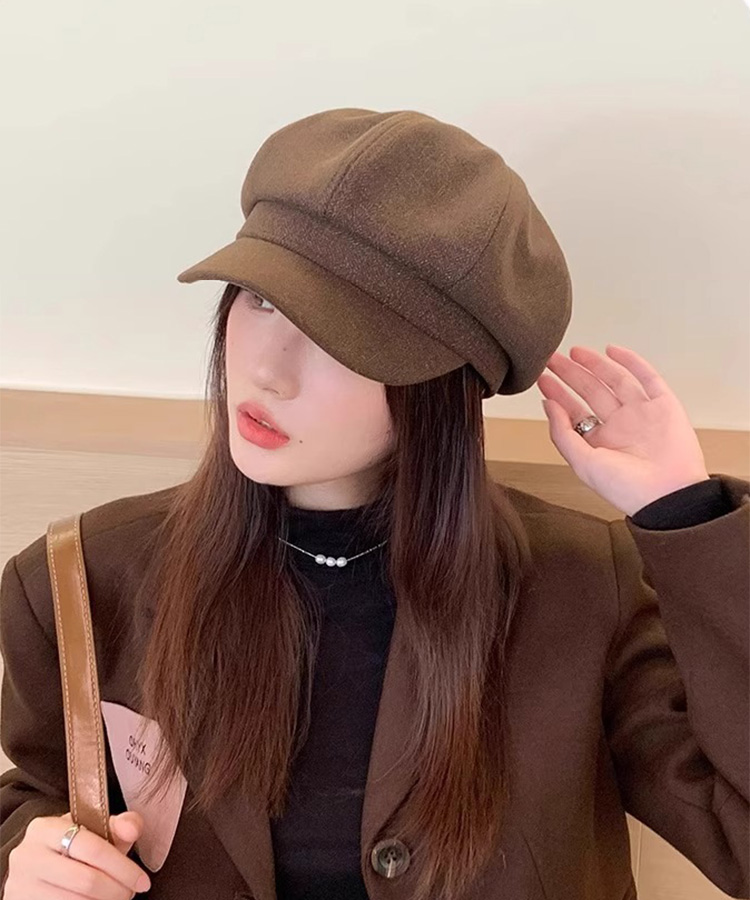 キャスケット レディース 帽子 ゴルフ 深め フェルト  八角帽 小顔 秋冬 ベレー帽 秋 冬 カジュアル 大人 おしゃれ 無地 ジョイフィール joyfeel