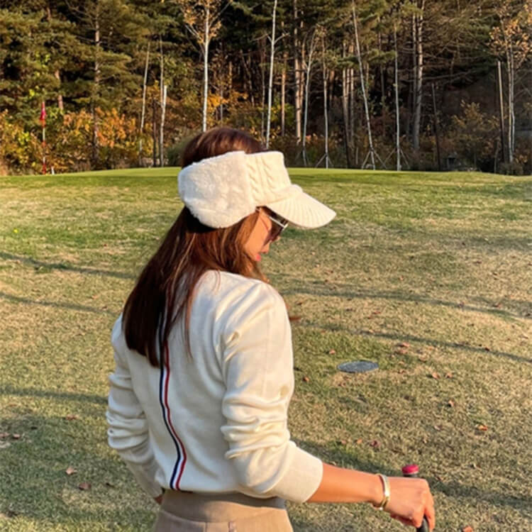 ゴルフウェア レディース 韓国 サンバイザー ゴルフ ニット
