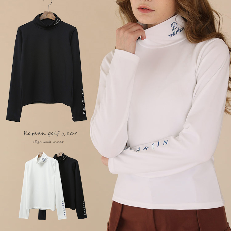 ゴルフウェア ハイネック レディース 韓国 Tシャツ 長袖 インナー