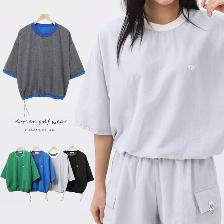 MalbonレディーススポーツTシャツ半袖 通気速乾スリムフィット韓国風コーデ ゴルフウェア Tシャツ レディース 韓国 半袖 5分袖 トップス