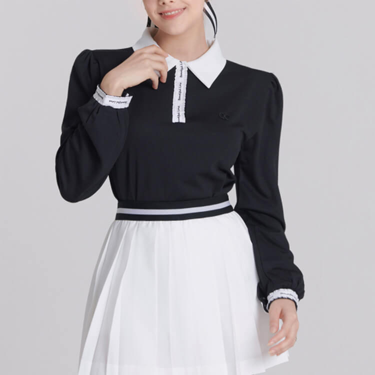 韓国限定 ゴルフウェア  トップス ロンＴ ゴルフウェア レディース 韓国 トップス 長袖 Tシャツ ポロシャツ 秋
