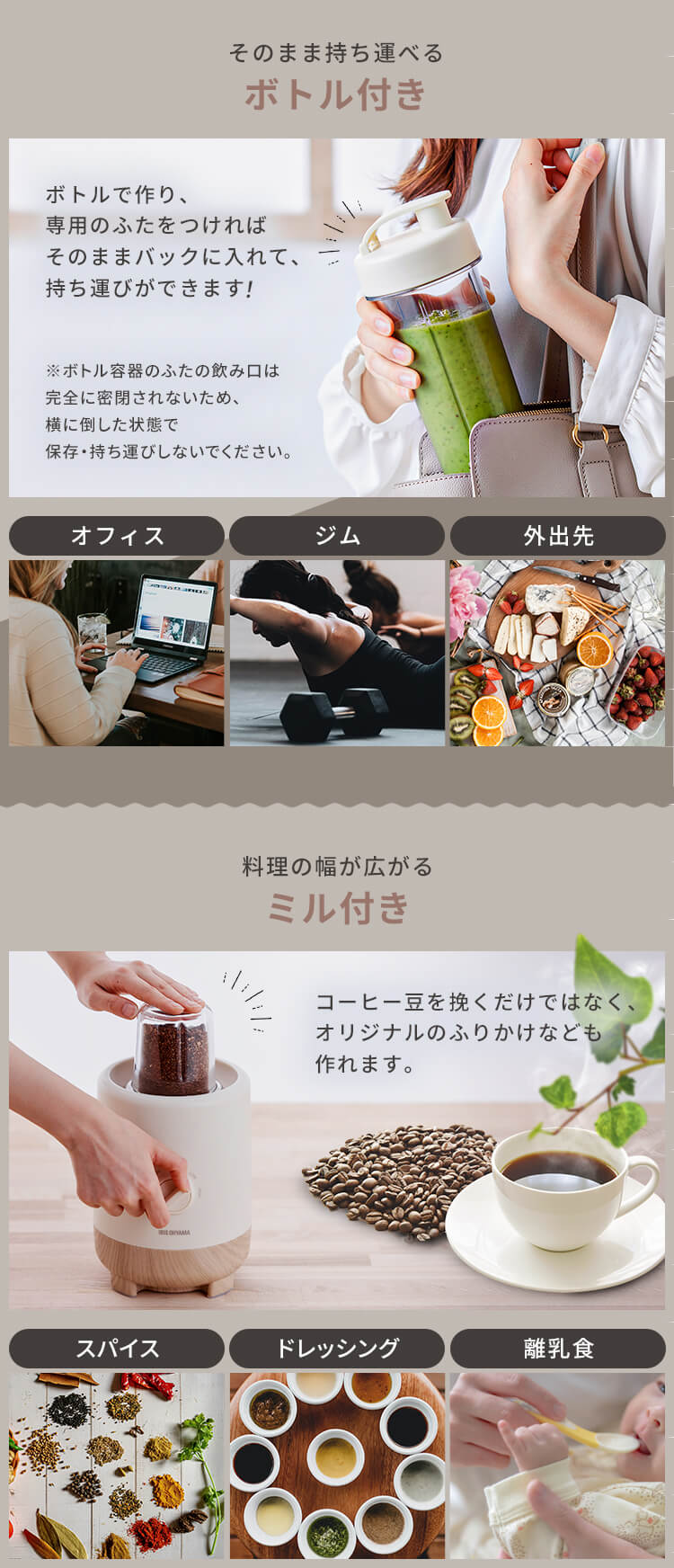 IRIS OHYAMA ミキサーミル付き未使用 Amazon | アイリスオーヤマ ジュース ミキサー ミル付き IJM-M800-W