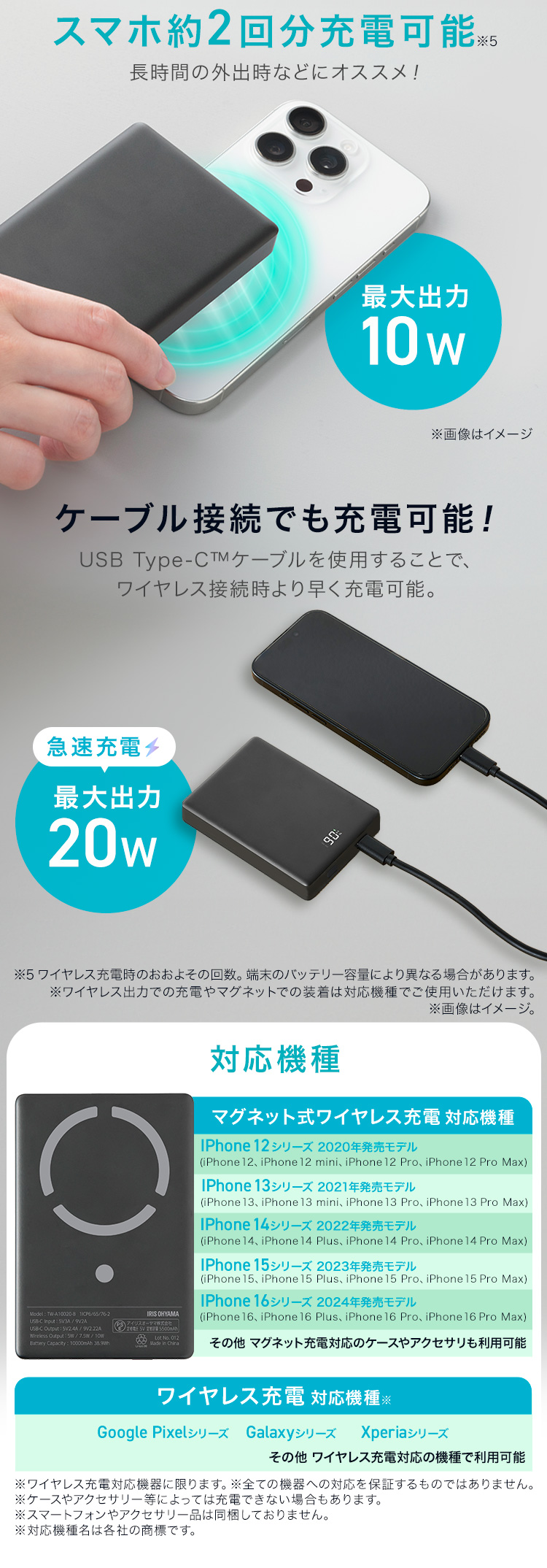 IRIS OHYAMA（アイリスオーヤマ） モバイルバッテリー 軽量 小型 大