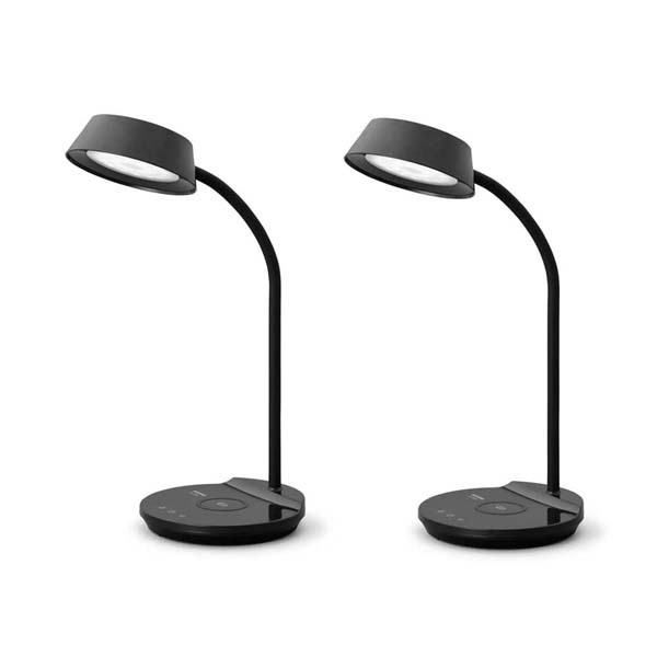 デスクライト LED 子供 おしゃれ 目に優しい 2個セット 充電 在宅勤務 卓上 アイリスオーヤマ LEDデスクライトQi充電シリーズ 平置きタイプ 調光 調色 LDL-QFDL | IRIS OHYAMA | 01
