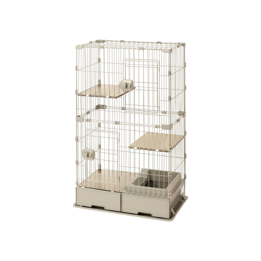 猫 ケージ 2段 トイレ付 スリム アイリスオーヤマ キャットケージ 引出し 収納 トイレ一体型 お手入れ簡単 猫ケージ 猫用 猫ゲージ PTC-752 * | IRIS OHYAMA | 01