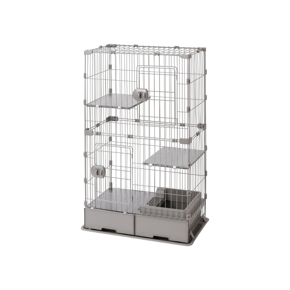 猫 ケージ 2段 トイレ付 スリム アイリスオーヤマ キャットケージ 引出し 収納 トイレ一体型 お手入れ簡単 猫ケージ 猫用 猫ゲージ PTC-752 * | IRIS OHYAMA | 02