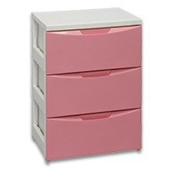 ピンクの三段チェスト ピンクの三段チェスト 2つセット♪ 可愛い家具