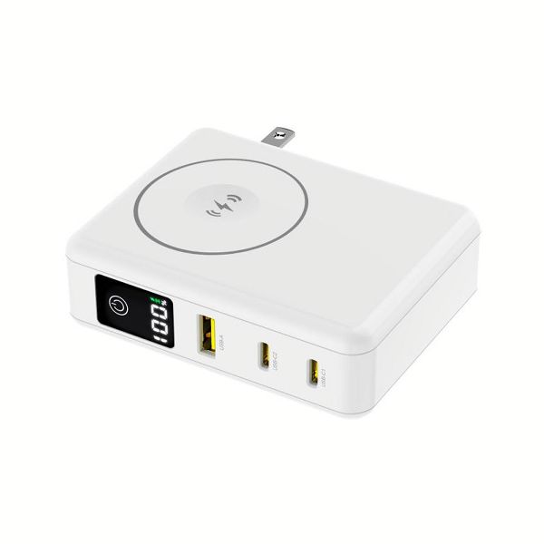 モバイルバッテリー 大容量 iPhone ACプラグ付PD65W対応モバイルバッテリー ワイヤレス充電機能付き HD2-MBACPD65W10TGWH 磁気研究所 | 磁気研究所 | 01