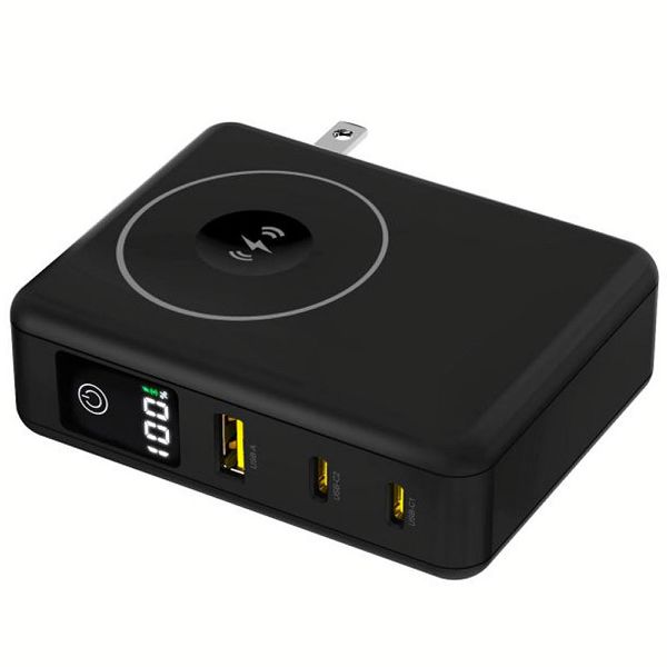 モバイルバッテリー 大容量 iPhone ACプラグ付PD65W対応モバイルバッテリー ワイヤレス充電機能付き HD2-MBACPD65W10TGWH 磁気研究所 | 磁気研究所 | 02