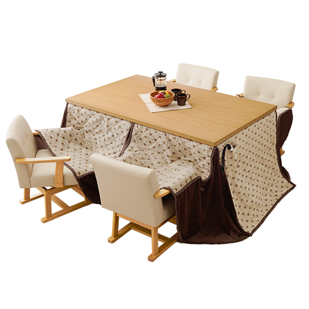 ダイニングコタツ・ふとん・チェア6点セット KOT-7311DBR-150+トルタ+