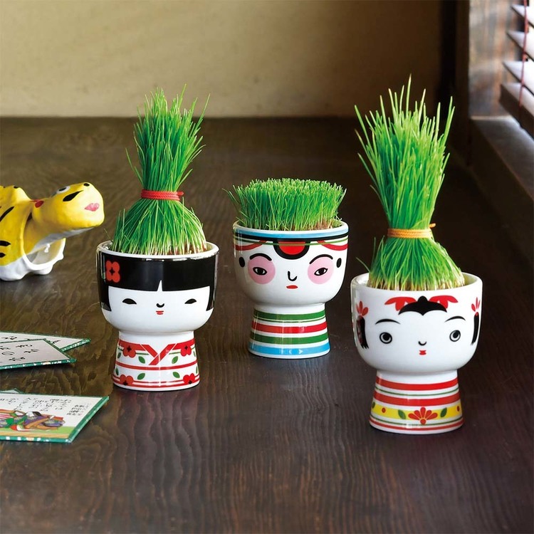 栽培キット栽培セット芝おちょぼぼうずおかっぱ聖新陶芸芝って栽培キットKOKESHI 