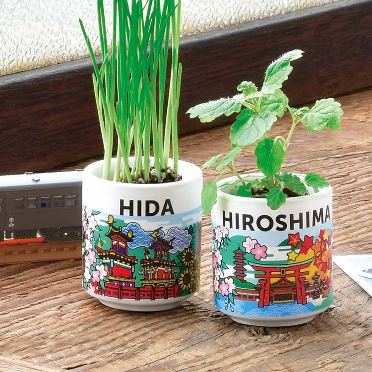 栽培キット栽培セットネギ葱飛騨レモンバーム広島聖新陶芸【2種セット】お芽でたおちょこJAPAN 