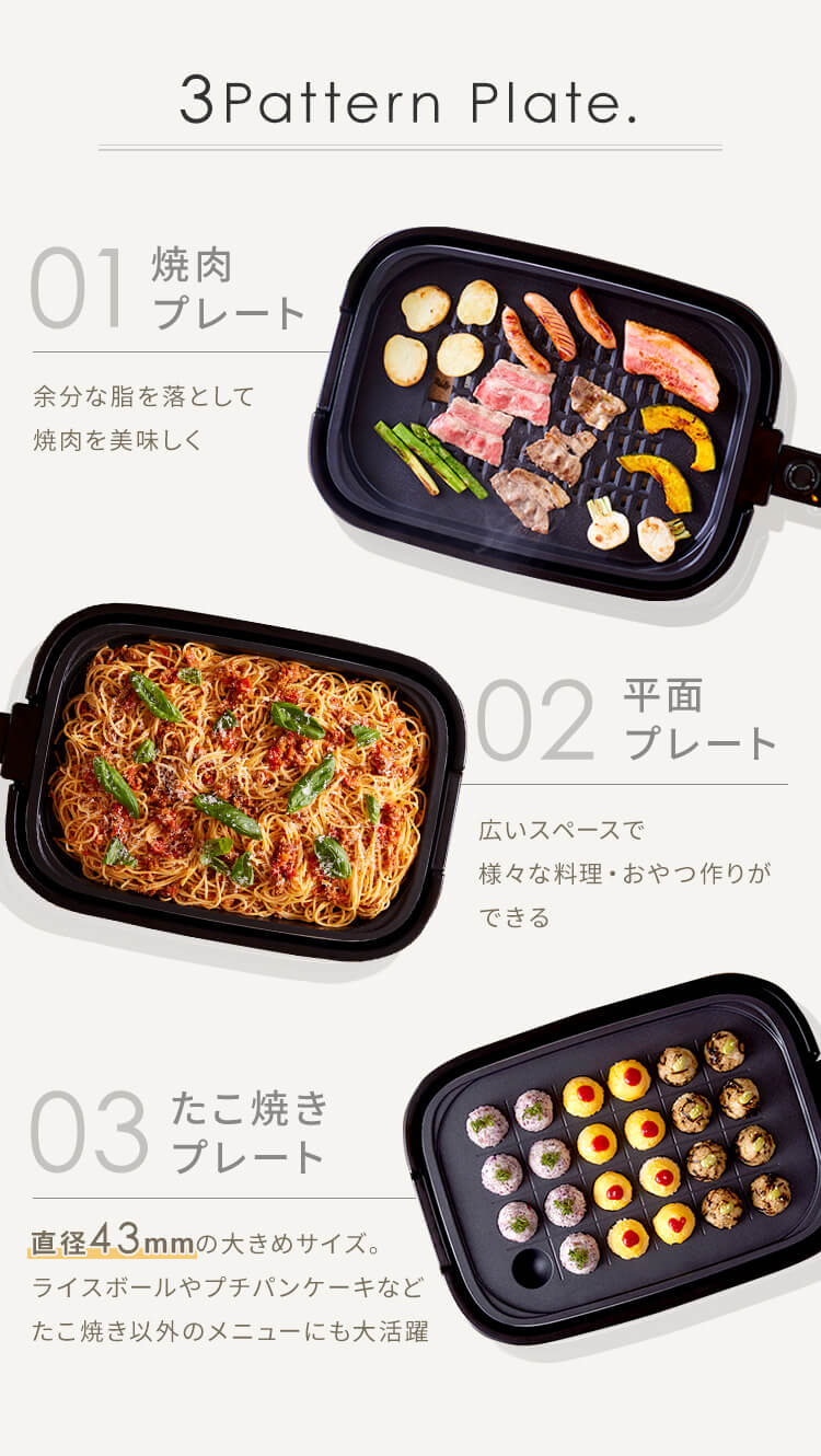 ホットプレート 焼肉 たこ焼き器 焼肉プレート たこ焼きプレート 平面