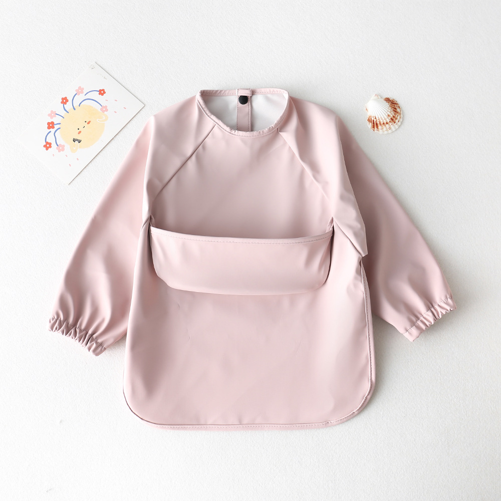 食事エプロン 高品質 長袖 ポケット付き 柔らかい 食べこぼし防止 防水 選択可能 1歳 2歳 3歳 | キッズ | 03