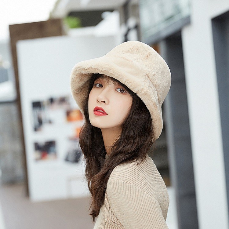 最大70%OFFクーポン ファーバケット ハット ブラウン 茶色 ふわふわ 暖かい 韓国 帽子