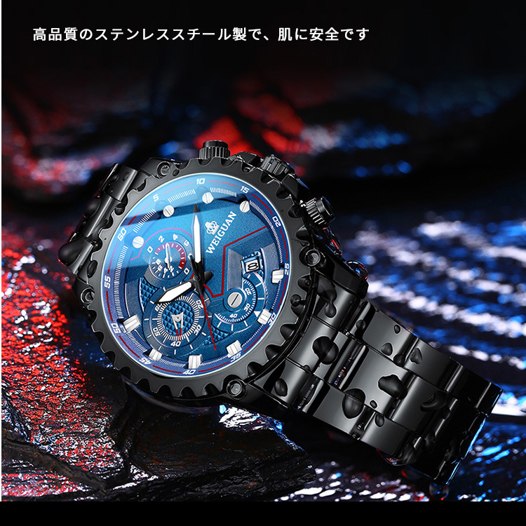 日本 新品ビッグフェイス SYNOKE 海外限定30ｍ防水 ダイバーズ腕時計