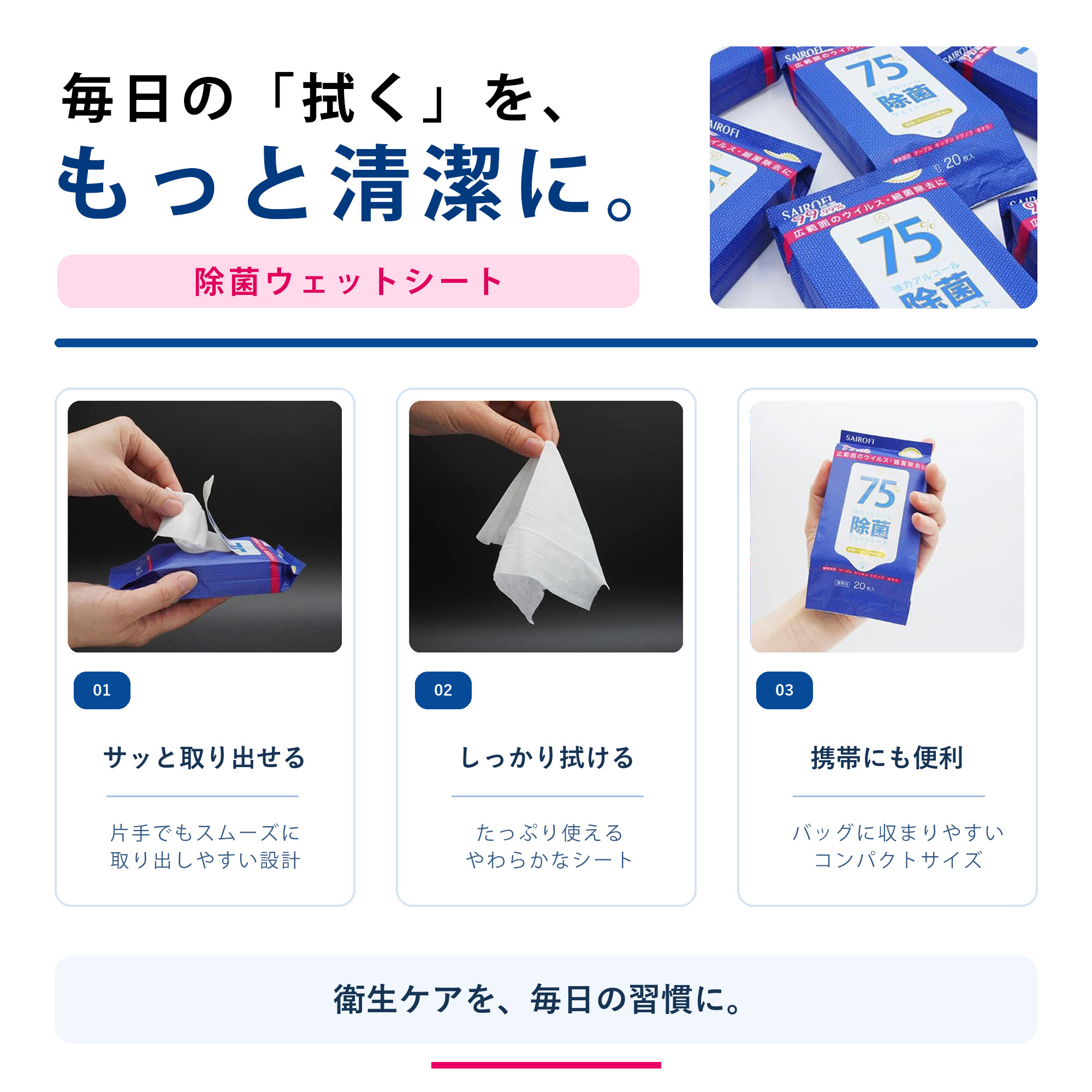 SAIROFI（サイロフィ） アルコール除菌ウエットシートEX 75%アルコール
