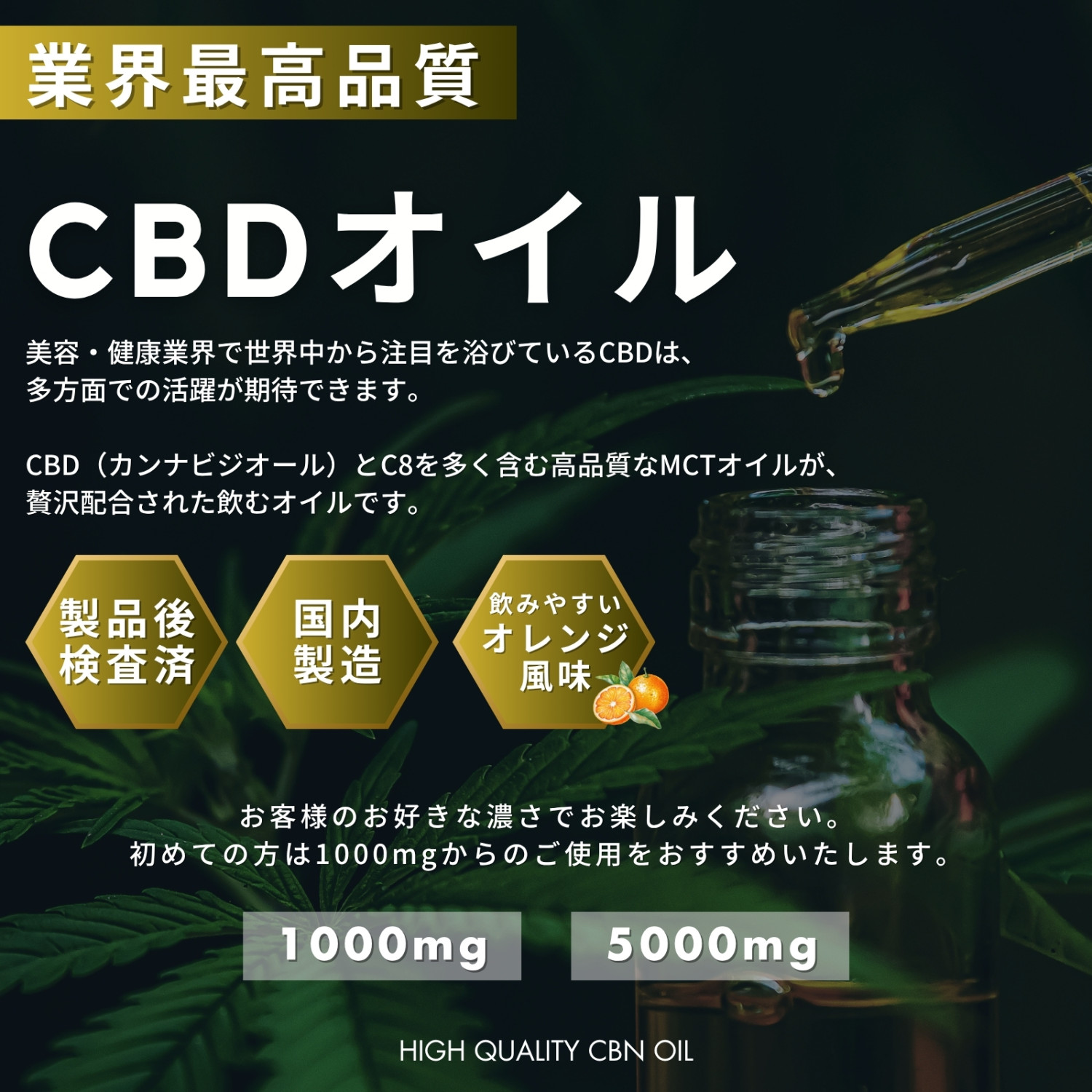 CBDオイル　10mg 2本セット　CBD5%配合 HEMP LEAD CBDオイル 高濃度 CBD 1000mg 5000mg 10ml 日本製
