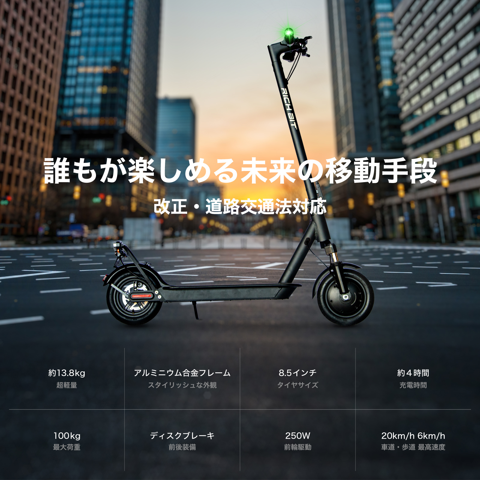 電動キックボード 特定小型原動機付自転車 RICHBIT ES1 Pro 免許不要 公道走行可 公道仕様 20km以下 軽量 特定小型 特定小型原付  : richbit-es1-pro-n : JPStars Online Shop - 通販 - Yahoo!ショッピング