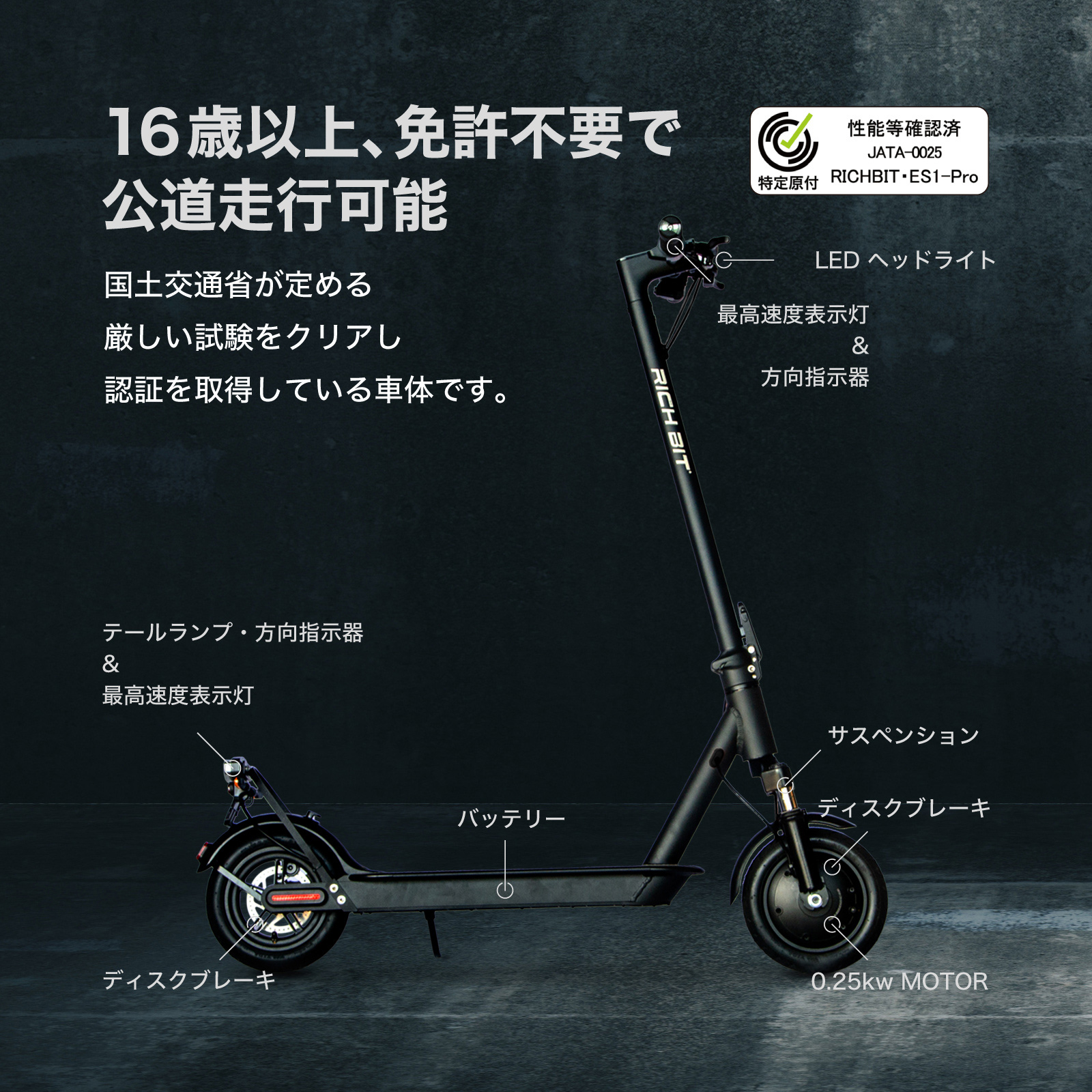 数量限定 アウトレット品】 電動キックボード 特定小型原動機付自転車 RICHBIT ES1 Pro 免許不要 20km以下 軽量 :  richbit-es1-pro-outlet : JPStars Online Shop - 通販 - Yahoo!ショッピング