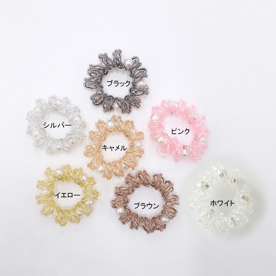 ヘアゴム スプリングヘアゴム パール ヘアアクセサリー 大人っぽい
