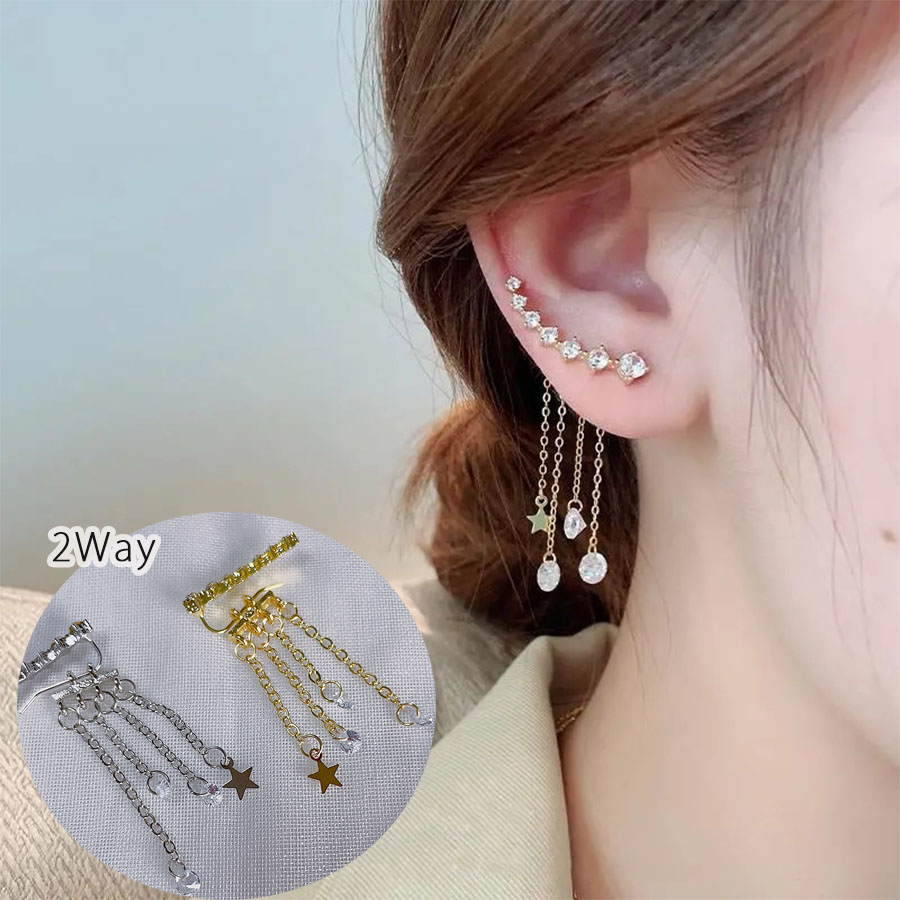 ピアス 揺れる 2Wayラインストーン レディース 人気アクセサリー