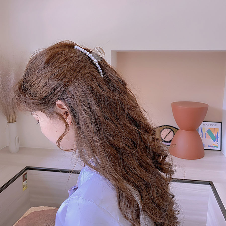 ヘアクリップ バンス フェイクパール １０cm バレッタ 大粒パールクリップ 通販