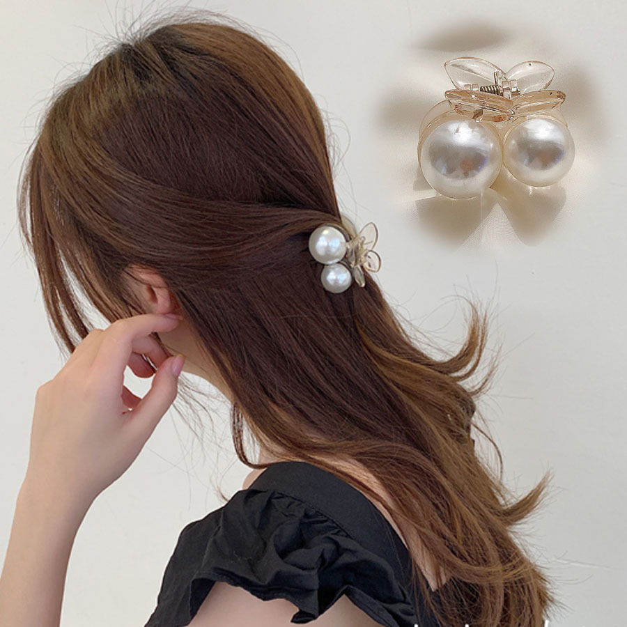 パール バンスクリップ ヘアクリップ 大粒パール バレッタ まとめ髪 髪
