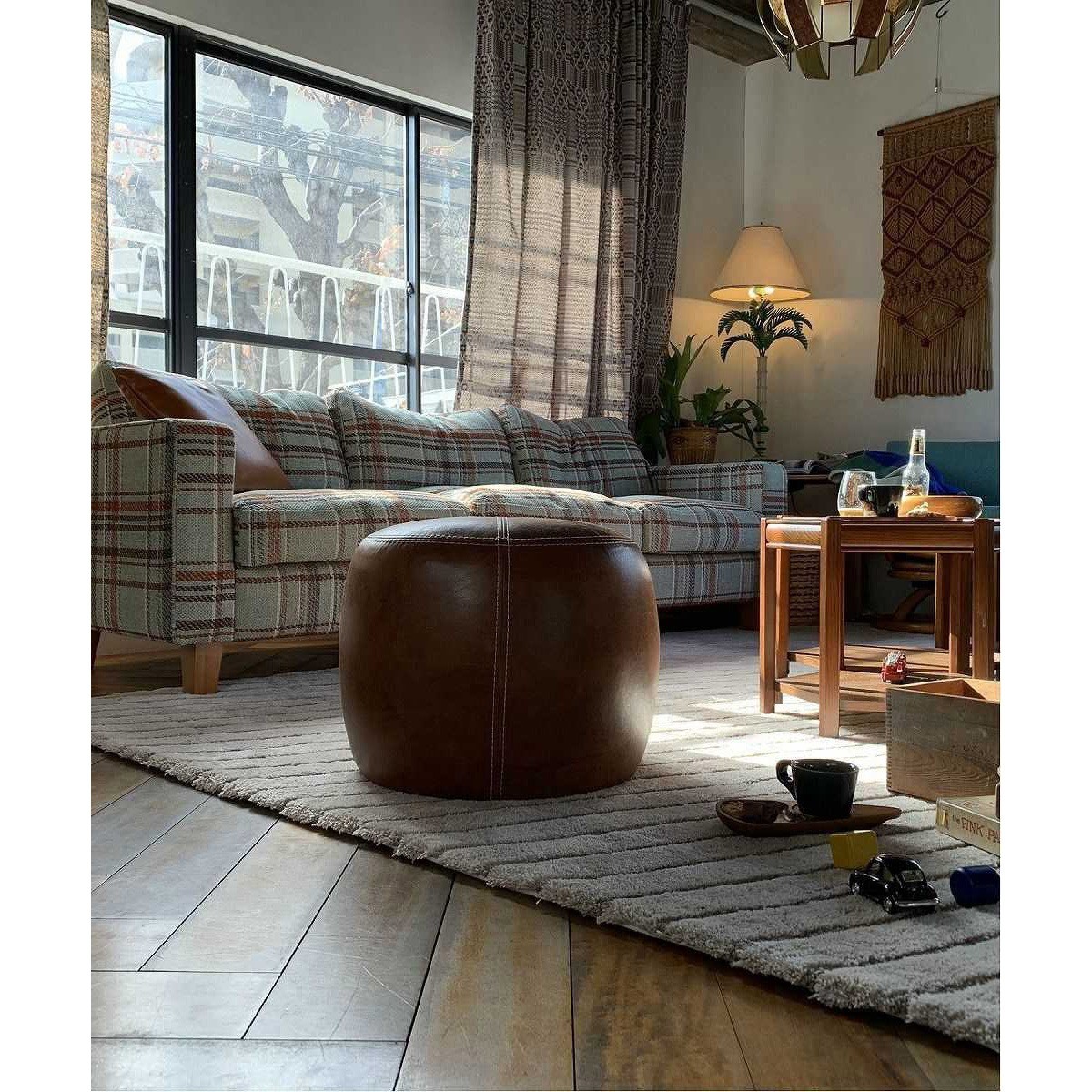 【ACME Furniture】大スツール ACME Furniture アクメファニチャー OAKS LEATHER STOOL_crack