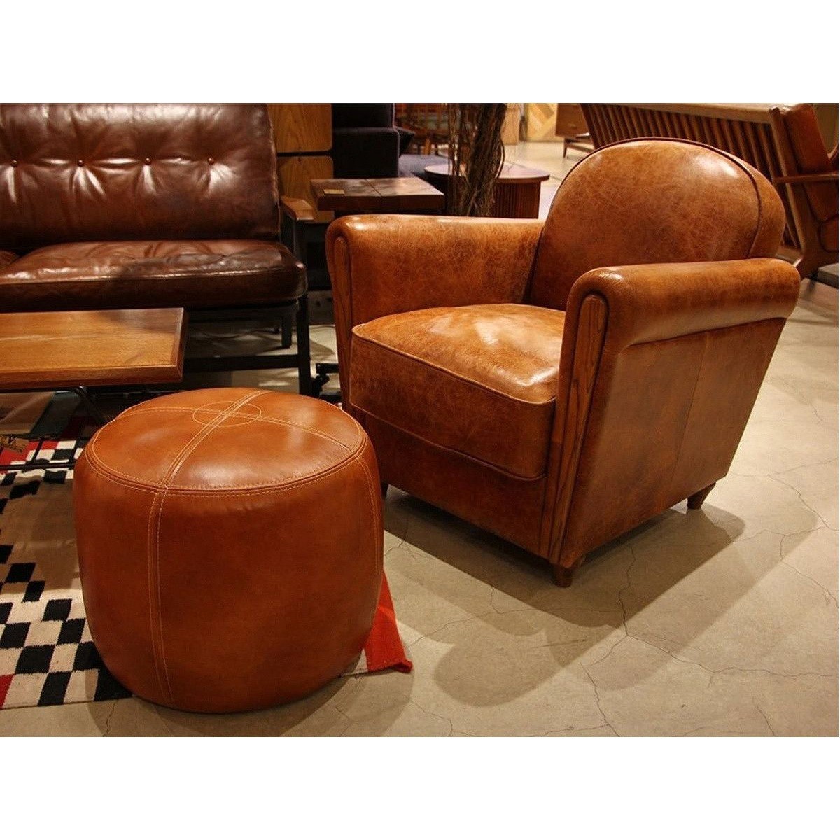 【良品】アクメファニチャー オーク レザースツール ACME Furniture アクメファニチャー OAKS LEATHER STOOL_crack