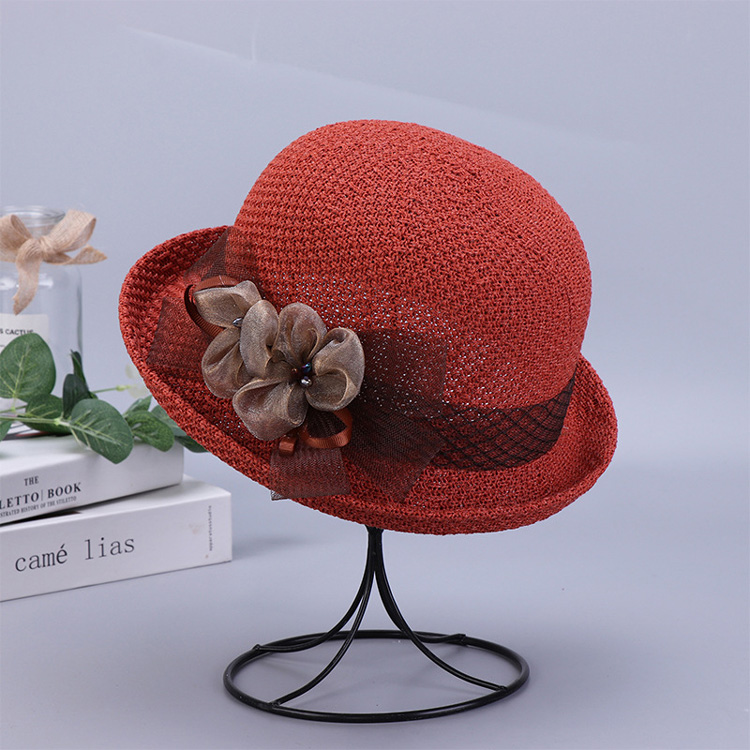 アウトレット UV帽子 レディース帽子 麦わら帽子 バケットハット バイザーハット フラワーモチーフ メッシュ  紫外線対策 日焼け防止  サイズ調整可能｜js-fashion｜04