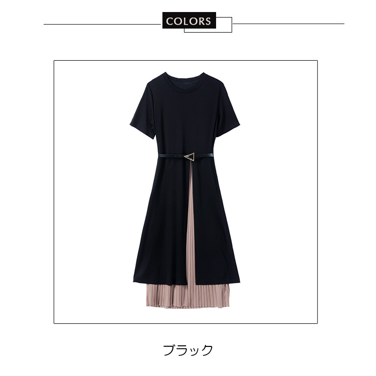 セーラー風 お嬢様ワンピ シャツドレス Aラインプリーツ タイ付 dh037lc_1.jpg